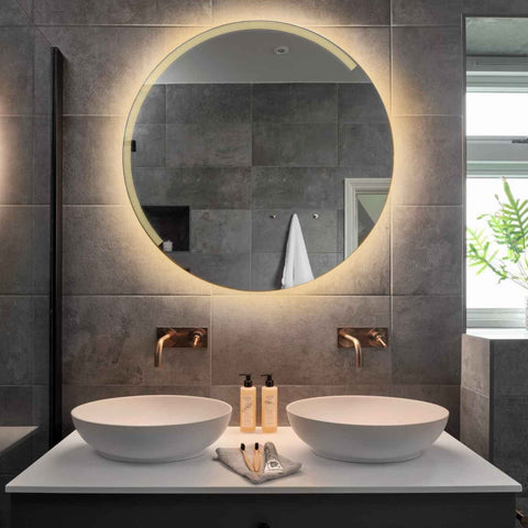Miroir LED Rond | Sans Boutons Tactiles | Lumière Blanche Chaude - Reyze Série Edge Modèle 5