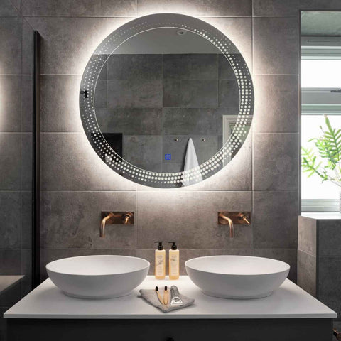 Miroir LED Rond | Bouton Tactile | Lumière blanche neutre - Reyze Série Simetria Modèle 8