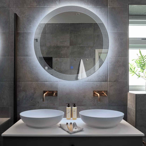 Miroir LED Rond | Bouton Tactile | Lumière blanche froide - Reyze Série Simetria Modèle 4