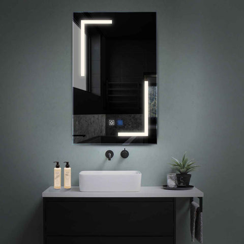 Miroir LED Vertical | boutons tactiles | Fonction Anti-Buée | Lumière blanche neutre - Reyze Série Salono Modèle 3