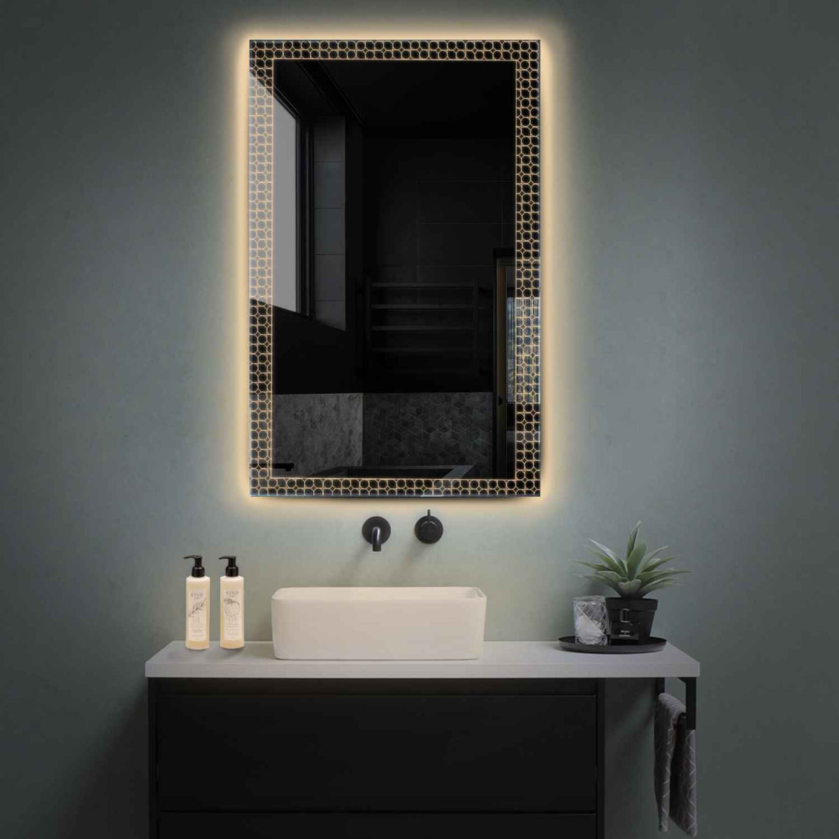 Miroir LED Vertical | Sans Boutons Tactiles | Lumière Blanche Chaude - Reyze Série Official Modèle 4
