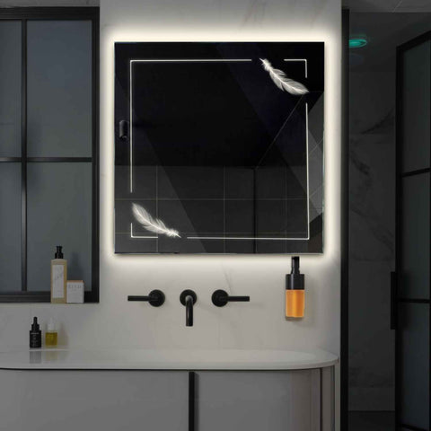 Miroir LED Carré | Sans Boutons Tactiles | Lumière blanche neutre - Reyze Série Good Vibes Modèle 2