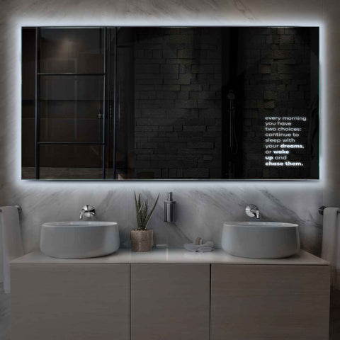 Miroir LED Horizontal | Sans Boutons Tactiles | Lumière blanche froide - Reyze Série Motivated Modèle 2