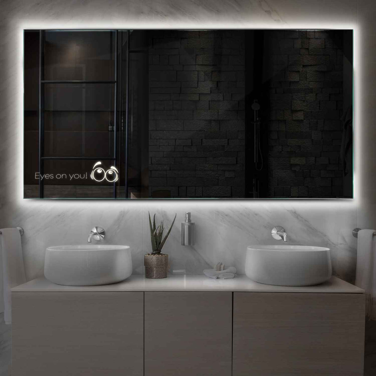 Miroir LED Horizontal | Sans Boutons Tactiles | Lumière blanche neutre - Reyze Série Motivated Modèle 8