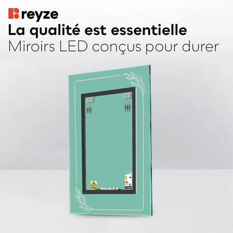 Miroir LED Vertical | Sans Boutons Tactiles | Lumière blanche neutre - Reyze Série Good Vibes Modèle 1