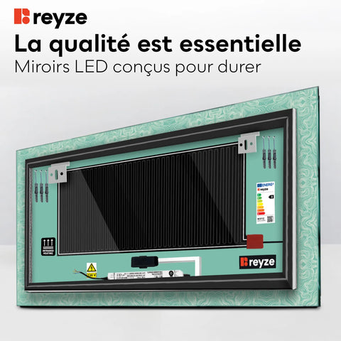 Miroir LED Horizontal | boutons tactiles | Fonction Anti-Buée | Température de couleur réglable - Reyze Série Official Modèle 8