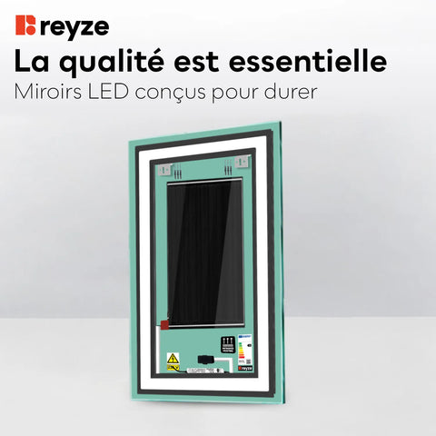 Miroir LED Vertical | boutons tactiles | Fonction Anti-Buée | Lumière blanche neutre - Reyze Série Salono Modèle 3