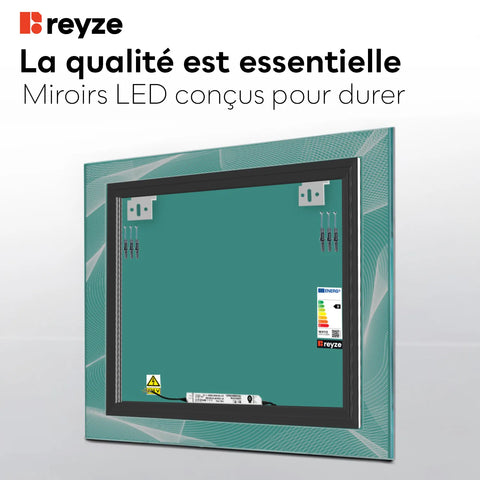 Miroir LED Carré | Sans Boutons Tactiles | Lumière blanche froide - Reyze Série Simetria Modèle 2