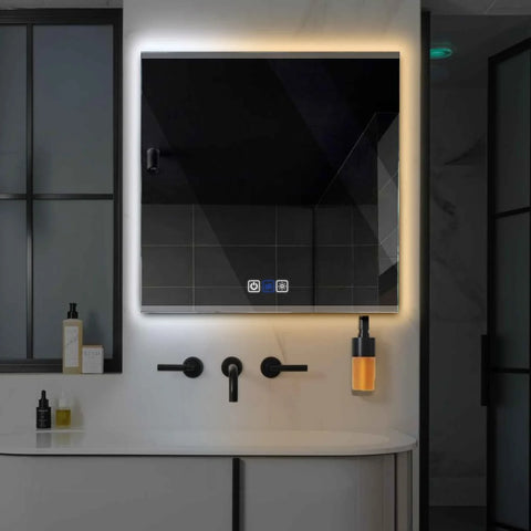 Miroir LED Carré | boutons tactiles | Fonction Anti-Buée | Température de couleur réglable - Reyze Série Edge Modèle 8
