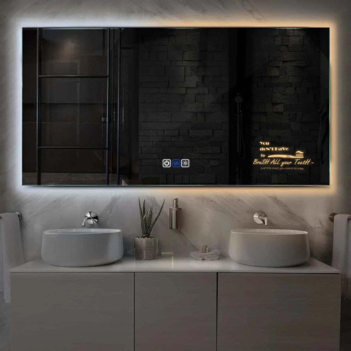 Miroir LED Horizontal | boutons tactiles | Fonction Anti-Buée | Température de couleur réglable - Reyze Série Motivated Modèle 3