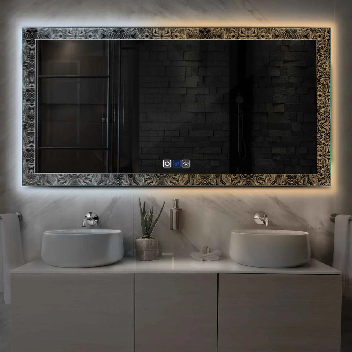 Miroir LED Horizontal | boutons tactiles | Fonction Anti-Buée | Température de couleur réglable - Reyze Série Official Modèle 8