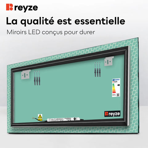 Miroir LED Horizontal | Sans Boutons Tactiles | Lumière blanche neutre - Reyze Série Official Modèle 7