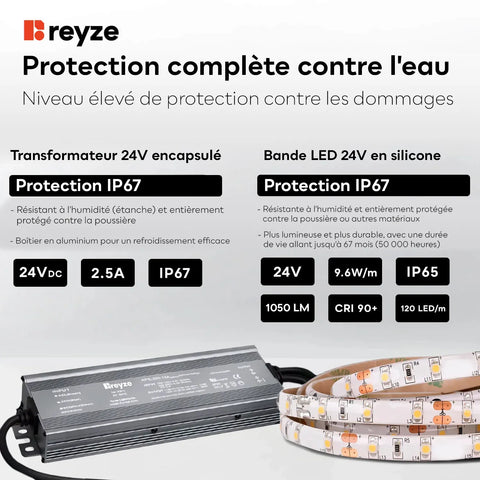 Miroir LED Rond | Bouton Tactile | Lumière blanche froide - Reyze Série Simetria Modèle 5