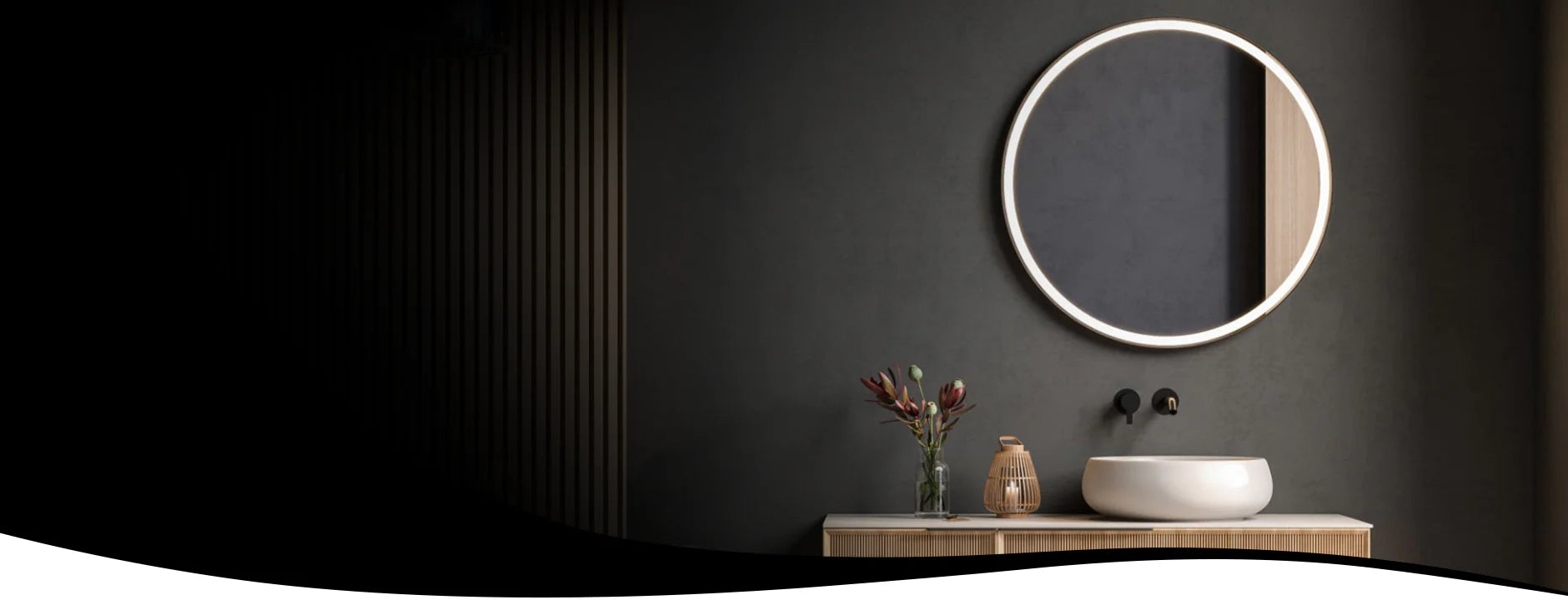 Miroir LED premium Reyze dans une salle de bain moderne